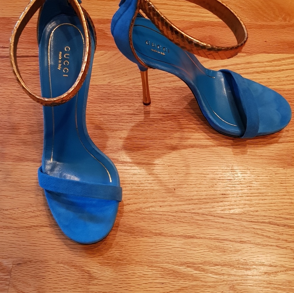 Blue Suede Gucci Heels